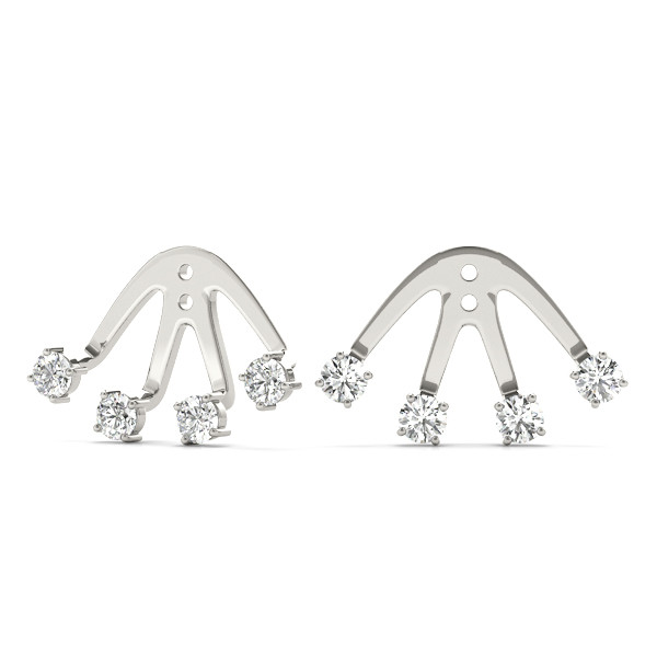 0.16 Ct Lab-Created Round Cut Elsie Ear Jackets & Climbers Diamond Earrings in Silver 925