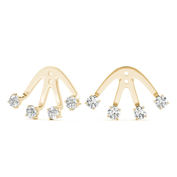 0.16 Ct Lab-Created Round Cut Elsie Ear Jackets & Climbers Diamond Earrings in Silver 925