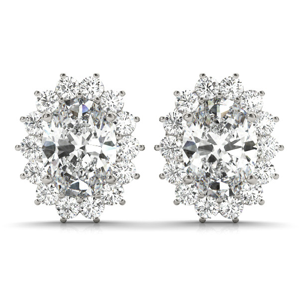 0.5 Ct Natural Oval Cut Jadelyn  Halo Diamond Earrings in Silver 925