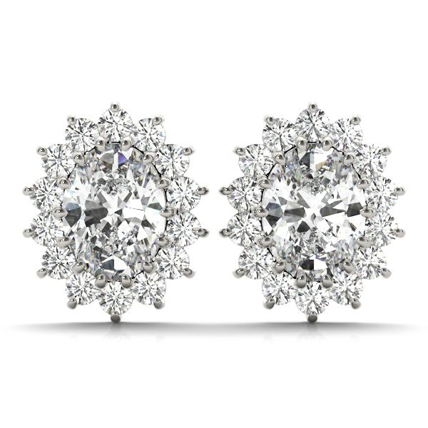 0.3 Ct Lab-Created Oval Cut Sandrea Halo Diamond Earrings in Silver 925