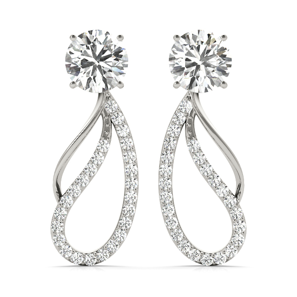 0.4 Ct Natural Round Cut Peigi  Ear Jackets & Climbers Diamond Earrings in Silver 925