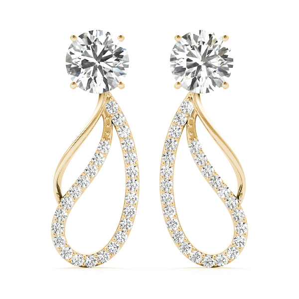 0.4 Ct Natural Round Cut Peigi  Ear Jackets & Climbers Diamond Earrings in Silver 925