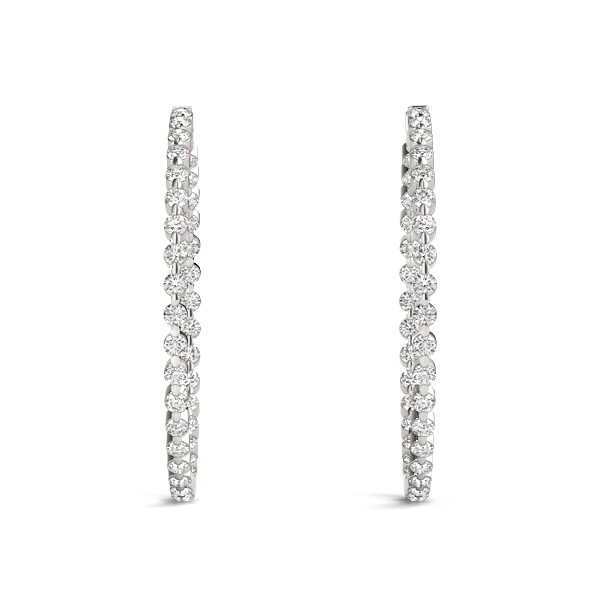 1.14 Ct Lab-Created Round Cut Ethan  Hoop Diamond Earrings in Silver 925