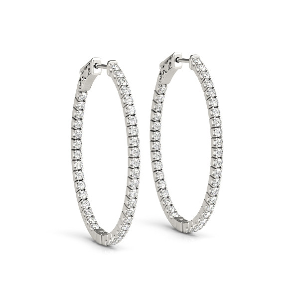 0.78 Ct Lab-Created Round Cut Aisha  Hoop Diamond Earrings in Silver 925