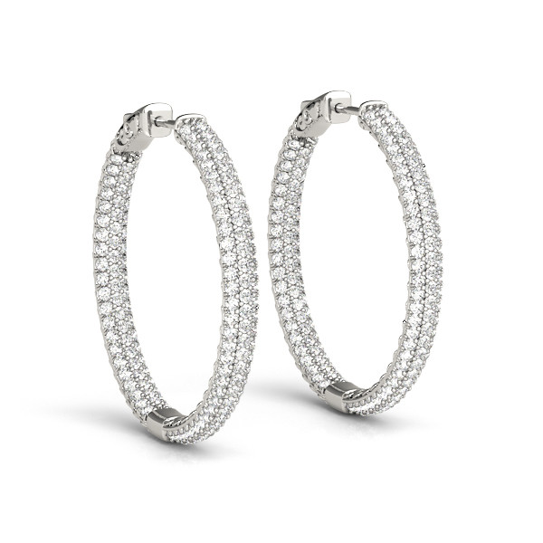 1 Ct Lab-Created Round Cut Rosle Hoop Diamond Earrings in Silver 925