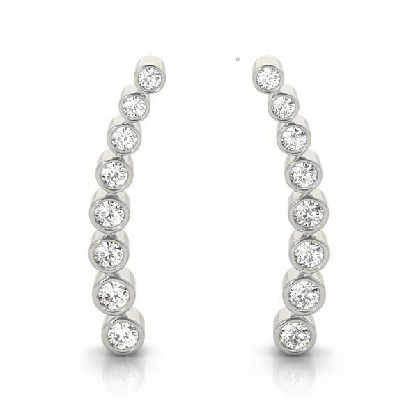 0.52 Ct Lab-Created Round Cut Charlotte Hoop Diamond Earrings in Silver 925