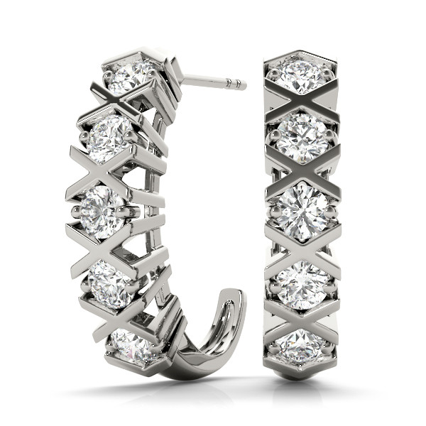 0.5 Ct Lab-Created Round Cut Martha  Hoop Diamond Earrings in Silver 925