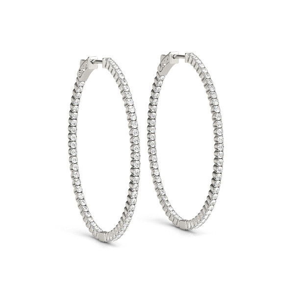 1.52 Ct Lab-Created Round Cut Edith Hoop Diamond Earrings in Silver 925