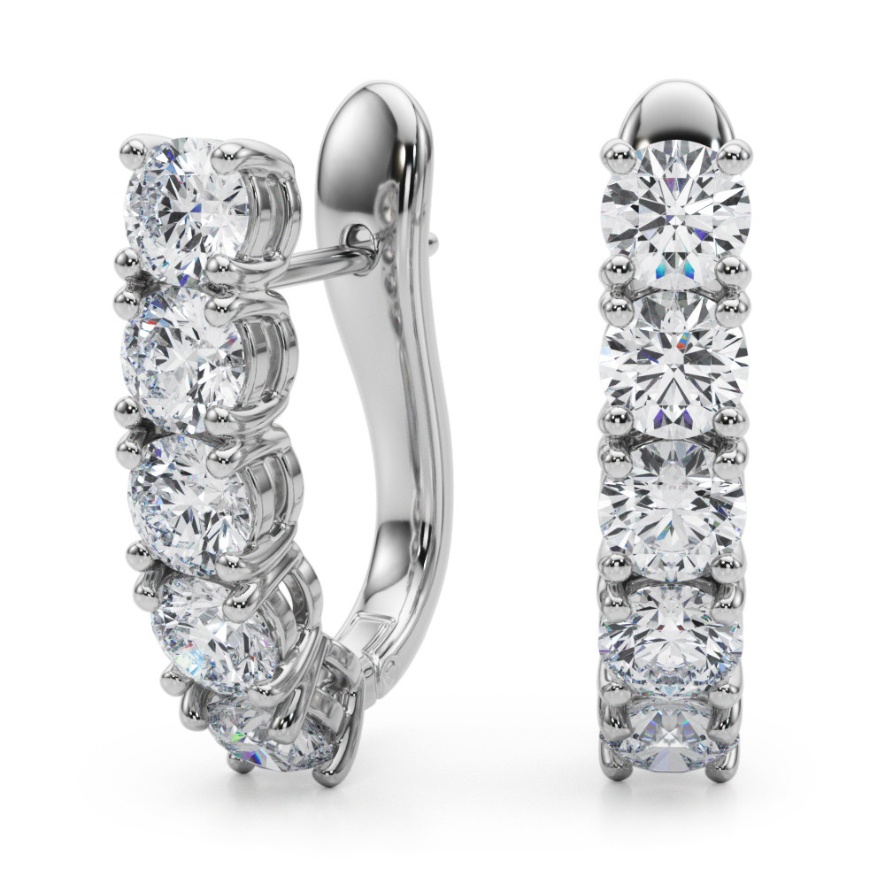 0.7 Ct Lab-Created Round Cut Reuben Hoop Diamond Earrings in Silver 925