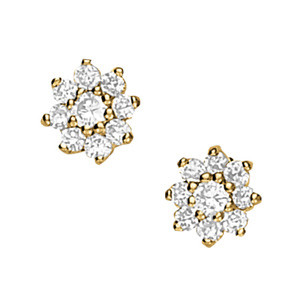 0.96 Ct Natural Round Cut Freya Diamond Cluster Earrings in Silver 925