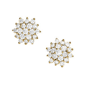 2 Ct Natural Round Cut Elmina Diamond Cluster Earrings in Silver 925