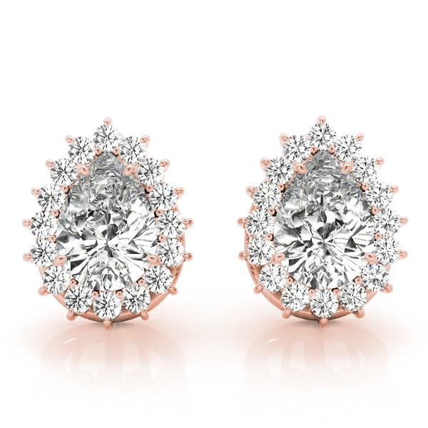 0.25 Ct Natural Pear Cut Elke Halo Diamond Earrings in Silver 925