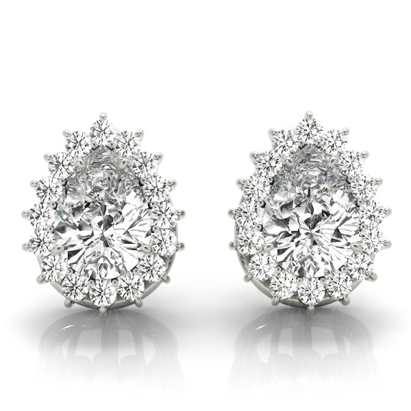 0.25 Ct Natural Pear Cut Elke Halo Diamond Earrings in Silver 925