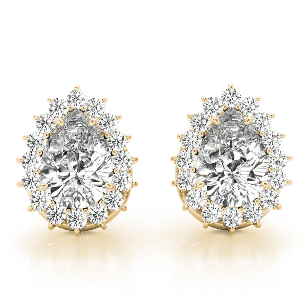 0.25 Ct Natural Pear Cut Elke Halo Diamond Earrings in Silver 925