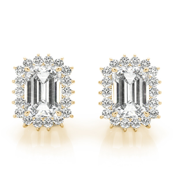 0.25 Ct Natural Emerald Cut Ettie Halo Diamond Earrings in Silver 925