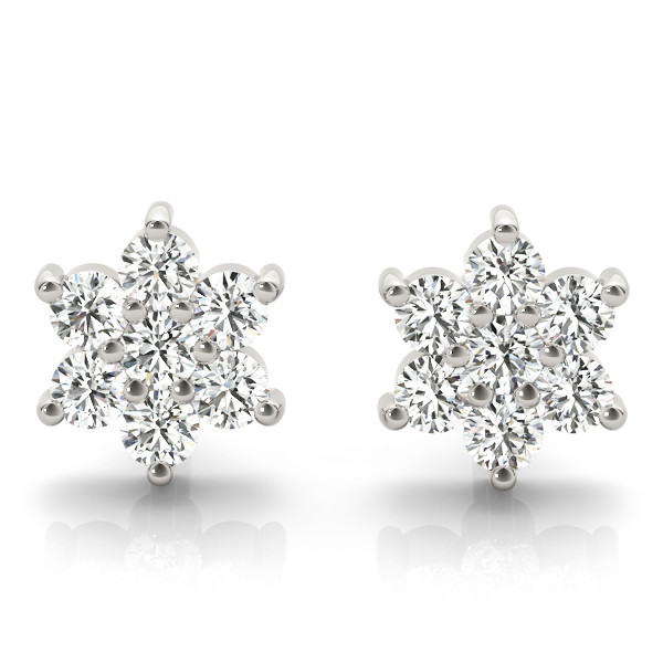 0.21 Ct Natural Diamond Round Cut Basbas Cluster Earrings in Silver 925