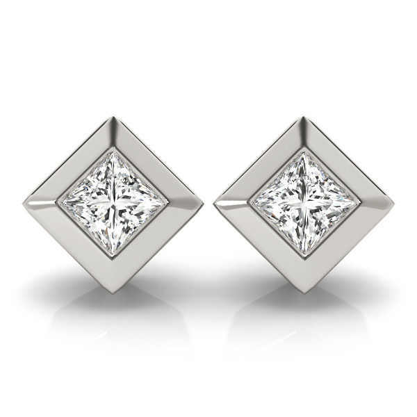 0.1 Ct Natural Diamond Cushion Cut Evi Studs Earrings in Silver 925