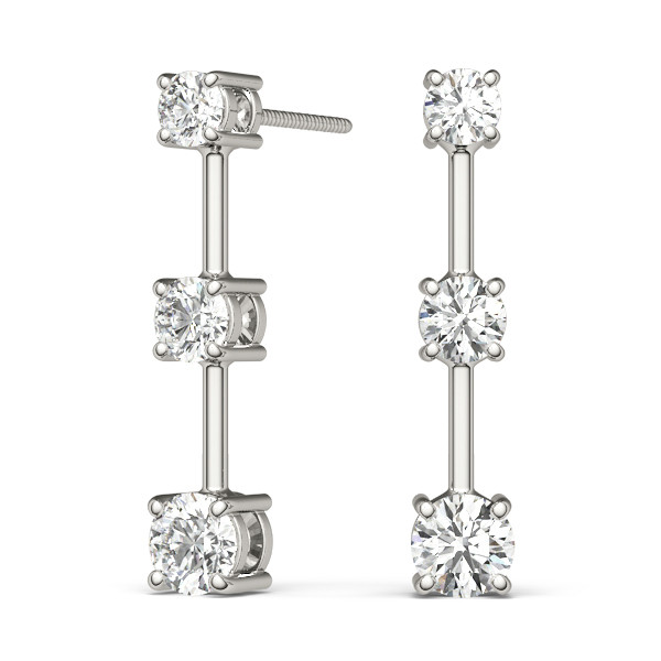 0.12 Ct Natural Round Cut Feiga Journey Diamond Earrings in Silver 925