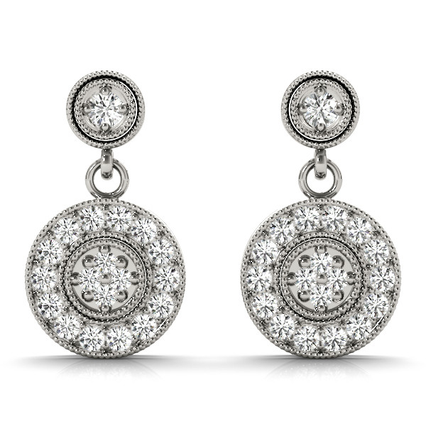 0.18 Ct Natural Diamond Round Cut  Freia Womens Drop Earrings in Silver 925