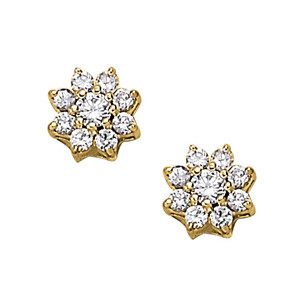 0.72 Ct Natural Diamond Round Cut Bunanah Cluster Earrings in Silver 925