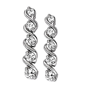 1.95 Ct Natural Round Cut Floria Journey Diamond Earrings in Silver 925