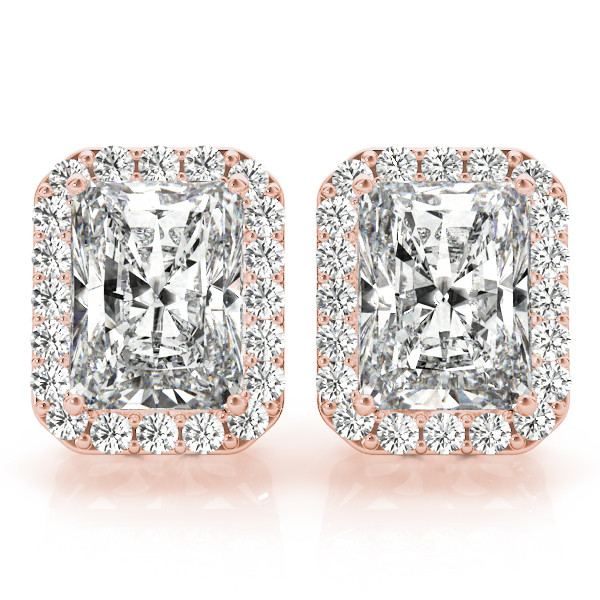 0.25 Ct Natural Emerald Cut Edwena Halo Diamond Earrings in Silver 925