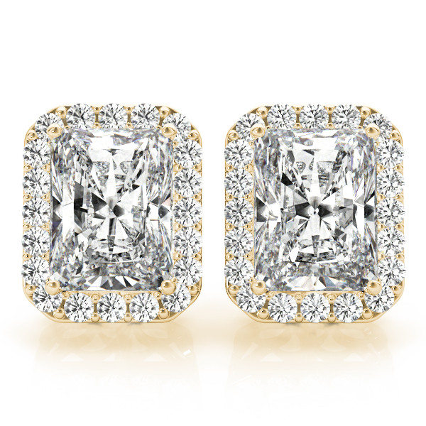 0.25 Ct Natural Emerald Cut Edwena Halo Diamond Earrings in Silver 925