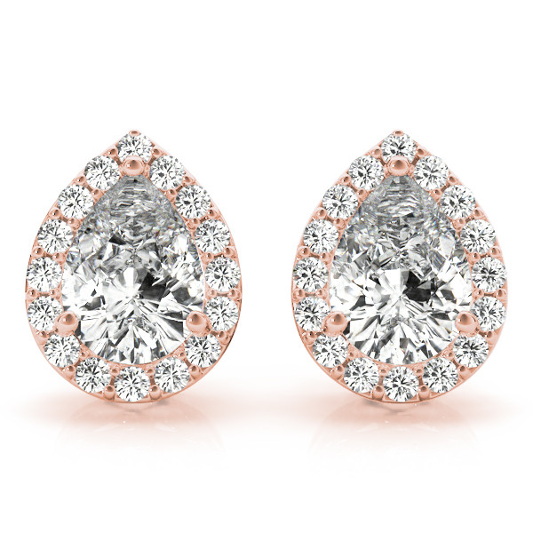 0.2 Ct Natural Pear Cut  Elyna Halo Diamond Earrings in Silver 925