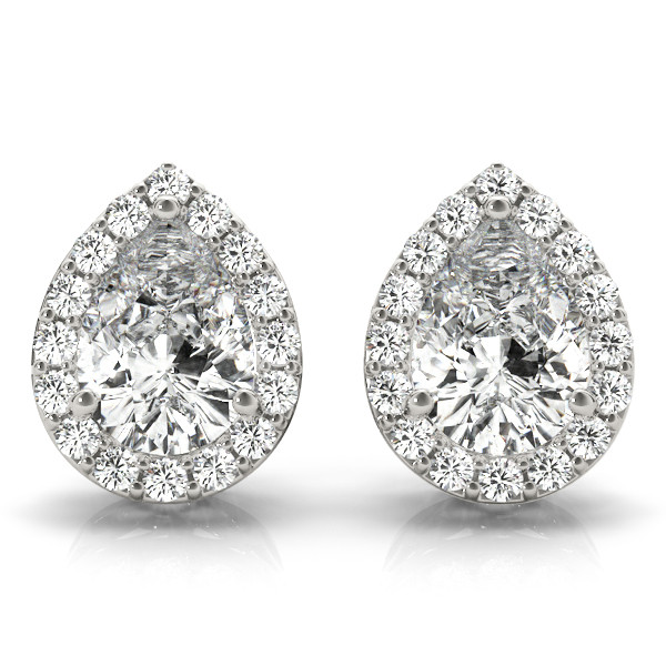 0.2 Ct Natural Pear Cut  Elyna Halo Diamond Earrings in Silver 925