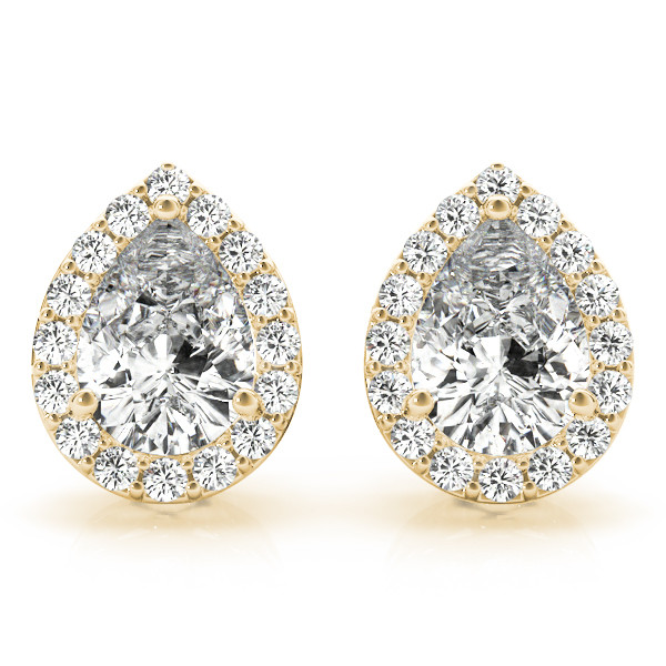 0.2 Ct Natural Pear Cut  Elyna Halo Diamond Earrings in Silver 925