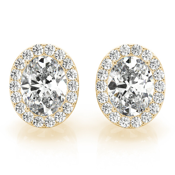 0.2 Ct Natural Oval Cut  Eily Halo Diamond Earrings in Silver 925