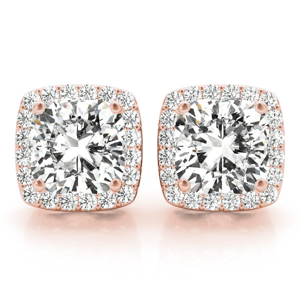 0.2 Ct Natural Cushion Cut Eudora Halo Diamond Earrings in Silver 925