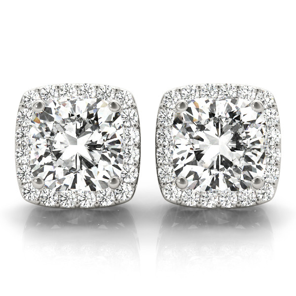 0.2 Ct Natural Cushion Cut Eudora Halo Diamond Earrings in Silver 925