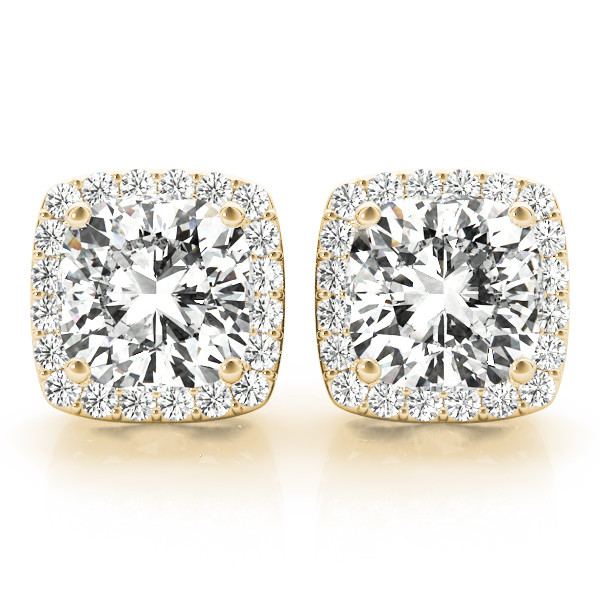 0.2 Ct Natural Cushion Cut Eudora Halo Diamond Earrings in Silver 925