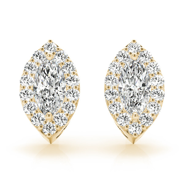 0.1 Ct Natural Pear Cut  Emera Halo Diamond Earrings in Silver 925