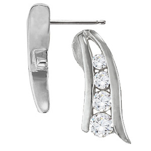 0.35 Ct Natural Round Cut Fadia Journey Diamond Earrings in Silver 925