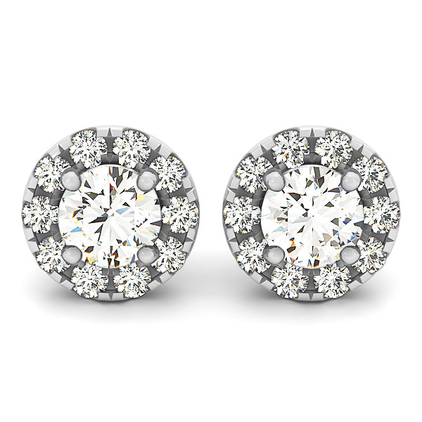 0.1 Ct Natural Round Cut Evia Halo Diamond Earrings in Silver 925