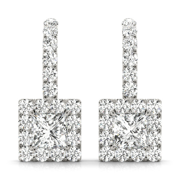 0.12 Ct Natural Cushion Cut  Eulah Halo Diamond Earrings in Silver 925