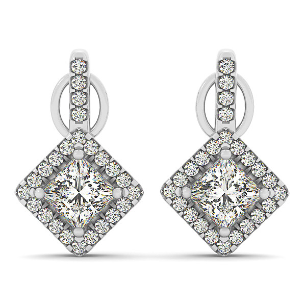 1.02 Ct Natural Cushion Cut Esin Diamond Designer Earrings in Silver 925