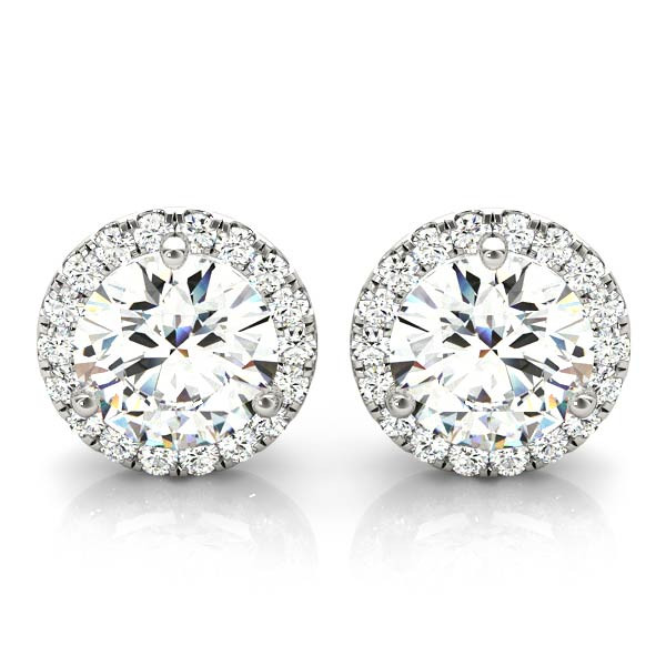 0.2 Ct Natural Round Cut Enock Halo Diamond Earrings in Silver 925