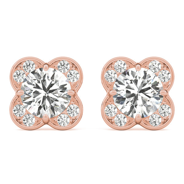 0.25 Ct Natural Round Cut Estere Halo Diamond Earrings in Silver 925