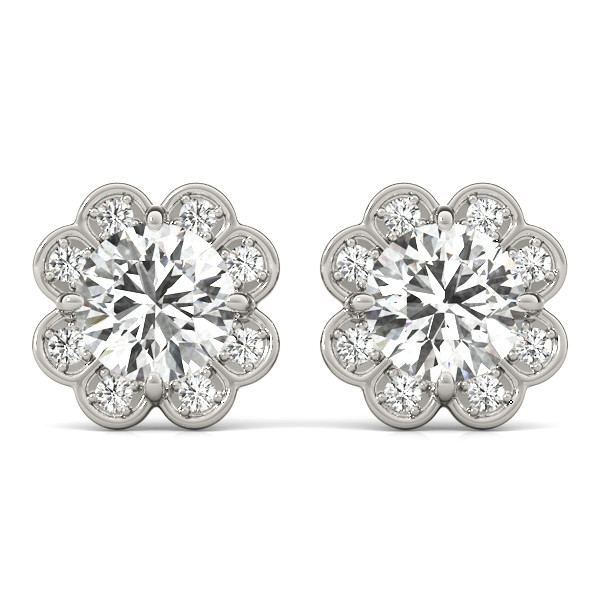 0.25 Ct Natural Round Cut Eeva Halo Diamond Earrings in Silver 925