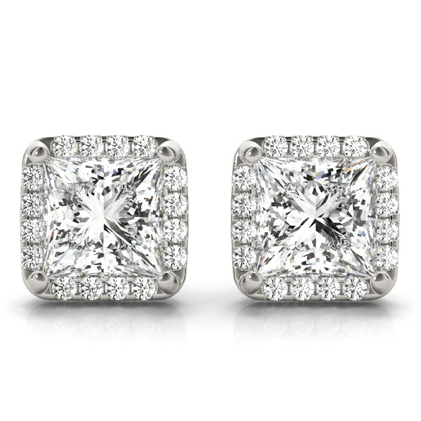 0.25 Ct Natural Cushion Cut Edda Halo Diamond Earrings in Silver 925