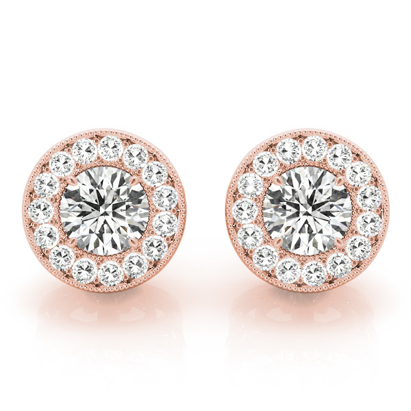 0.25 Ct Natural Round Cut  Evalie Halo Diamond Earrings in Silver 925