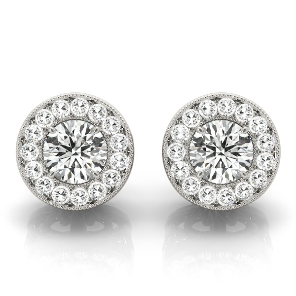 0.25 Ct Natural Round Cut  Evalie Halo Diamond Earrings in Silver 925