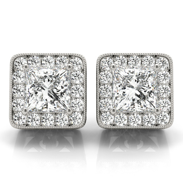 0.1 Ct Natural Cushion Cut  Eteri Diamond Designer Earrings in Silver 925