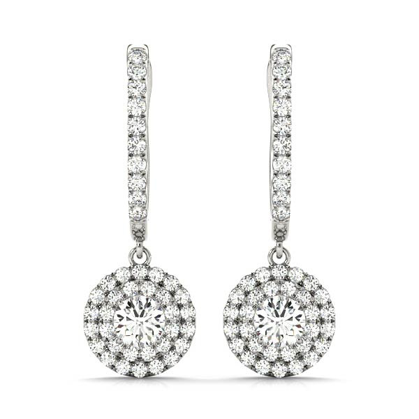 0.25 Ct Natural Diamond Round Cut Eyana Womens Drop Earrings in Silver 925