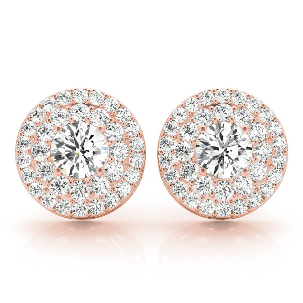 0.25 Ct Natural Round Cut Elna Halo Diamond Earrings in Silver 925