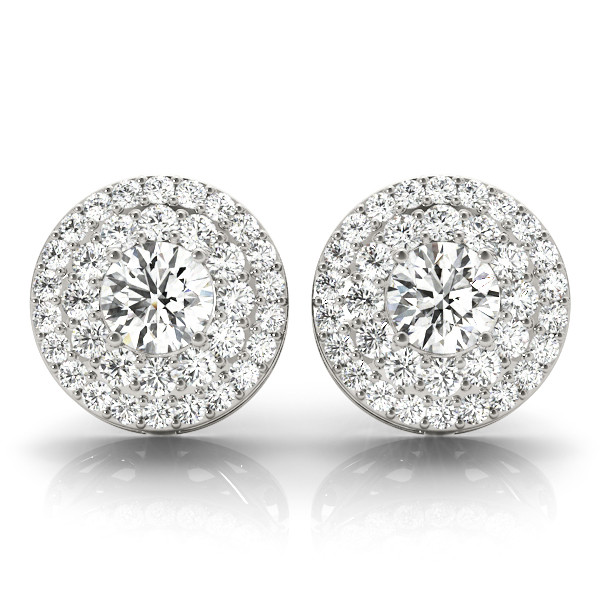 0.25 Ct Natural Round Cut Elna Halo Diamond Earrings in Silver 925