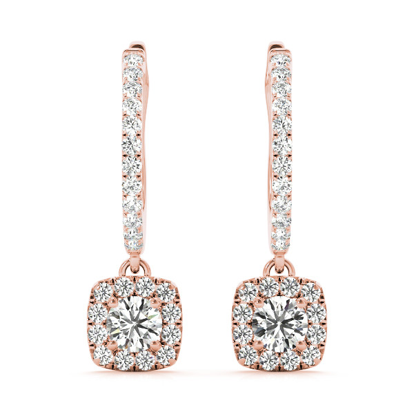 0.1 Ct Natural Round Cut Elianne Halo Diamond Earrings in Silver 925